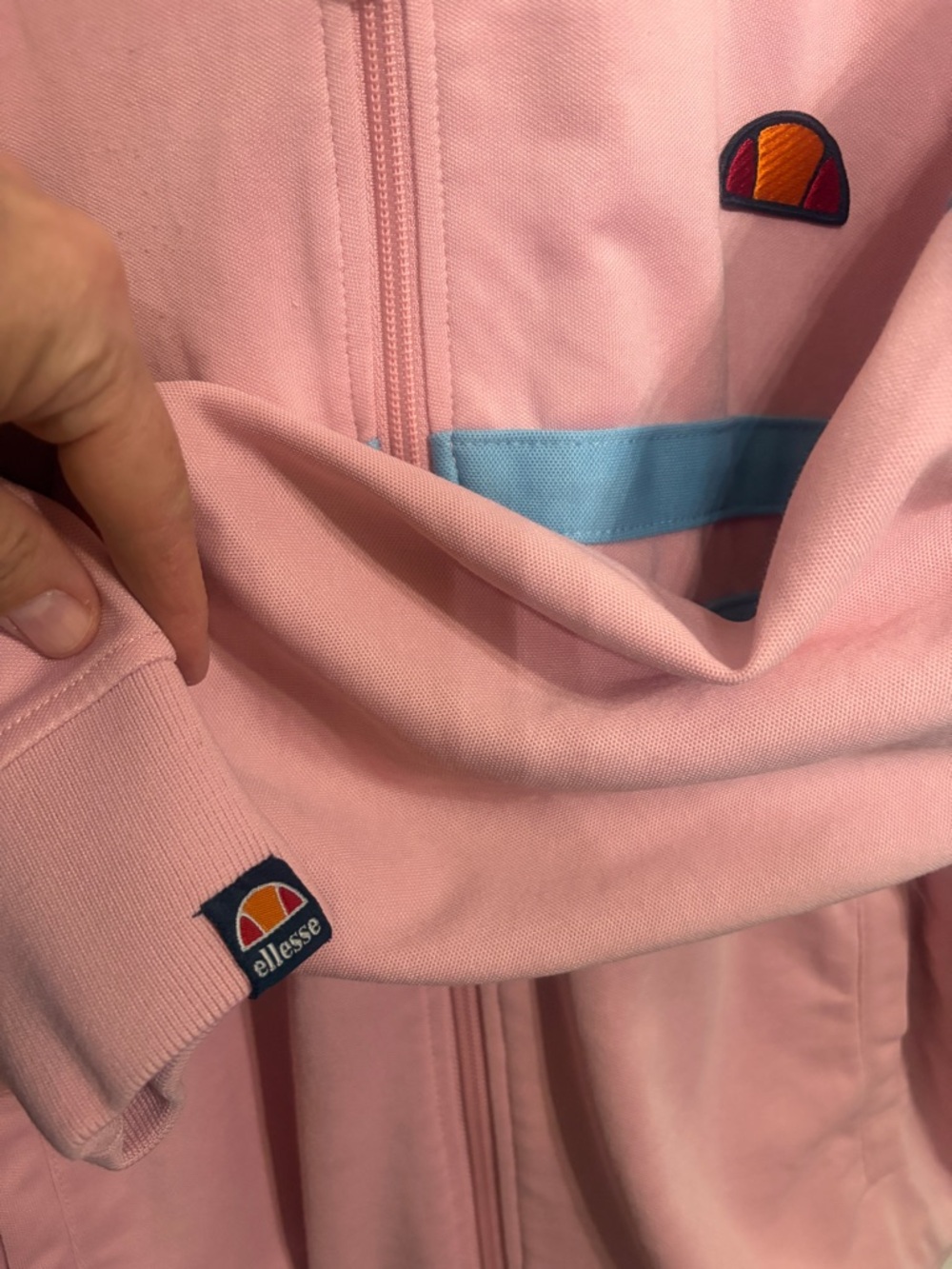 Great Condition Men’s L Ellesse Pink Track Jacket with Sky Blue Stripes. Tennis - Picture 7 of 12